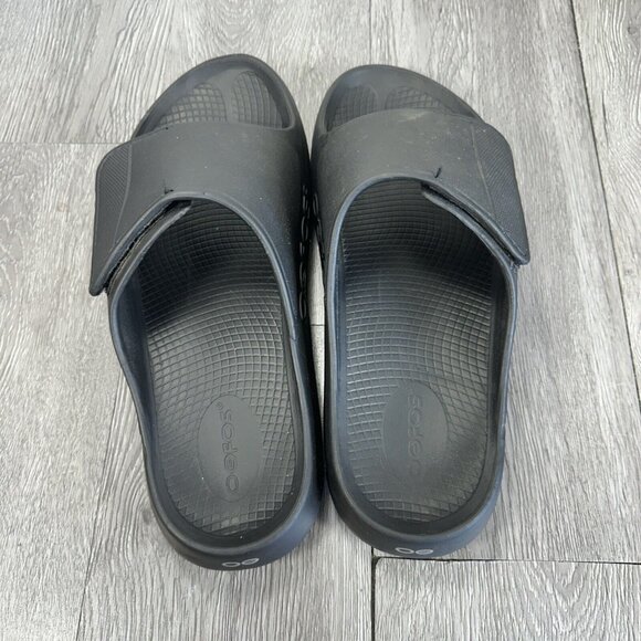 Oofos Ooahh Sport Flex Mens 12 Black Rubber Recovery  Adjustable Slide Sandals main image 4